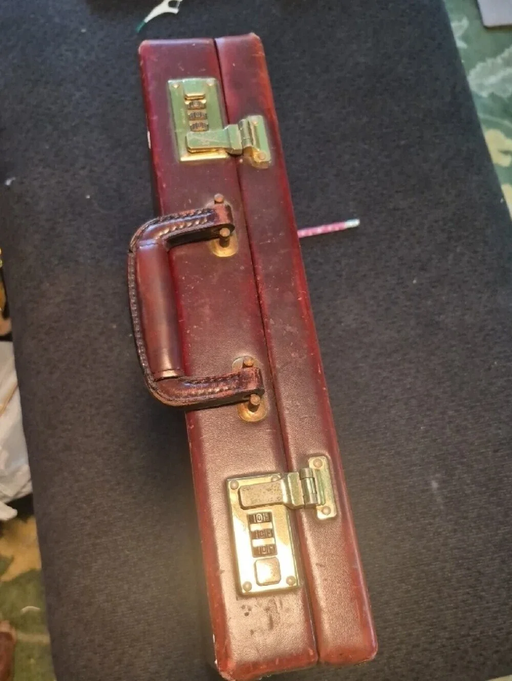 Classic Brown Leather Briefcase with Gold Hardware